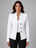Women's Collarless Textured Tailored Blazer