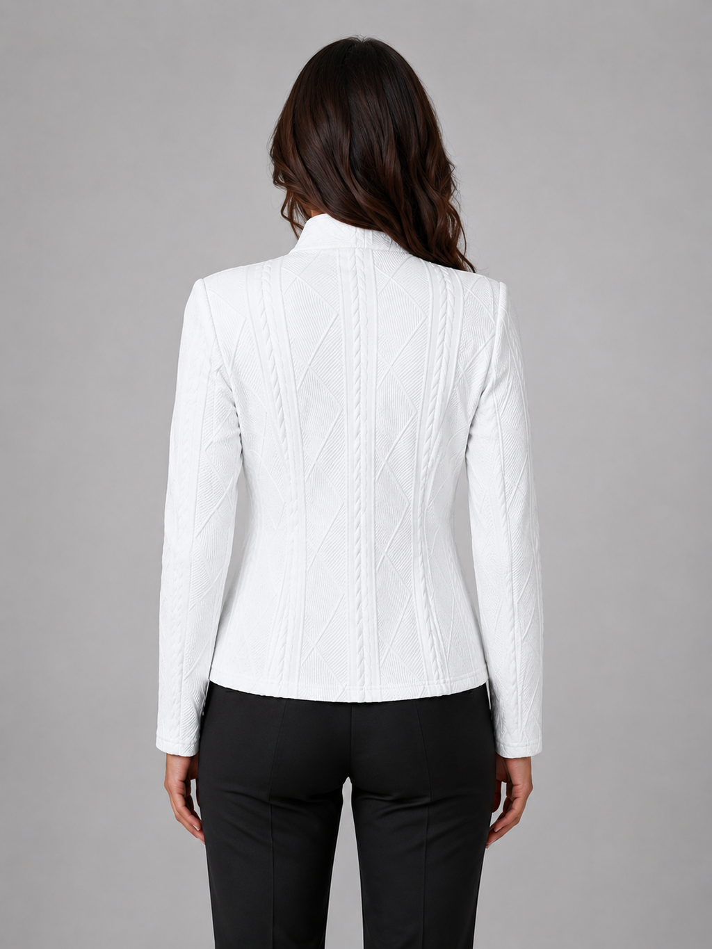 Women's Collarless Textured Tailored Blazer