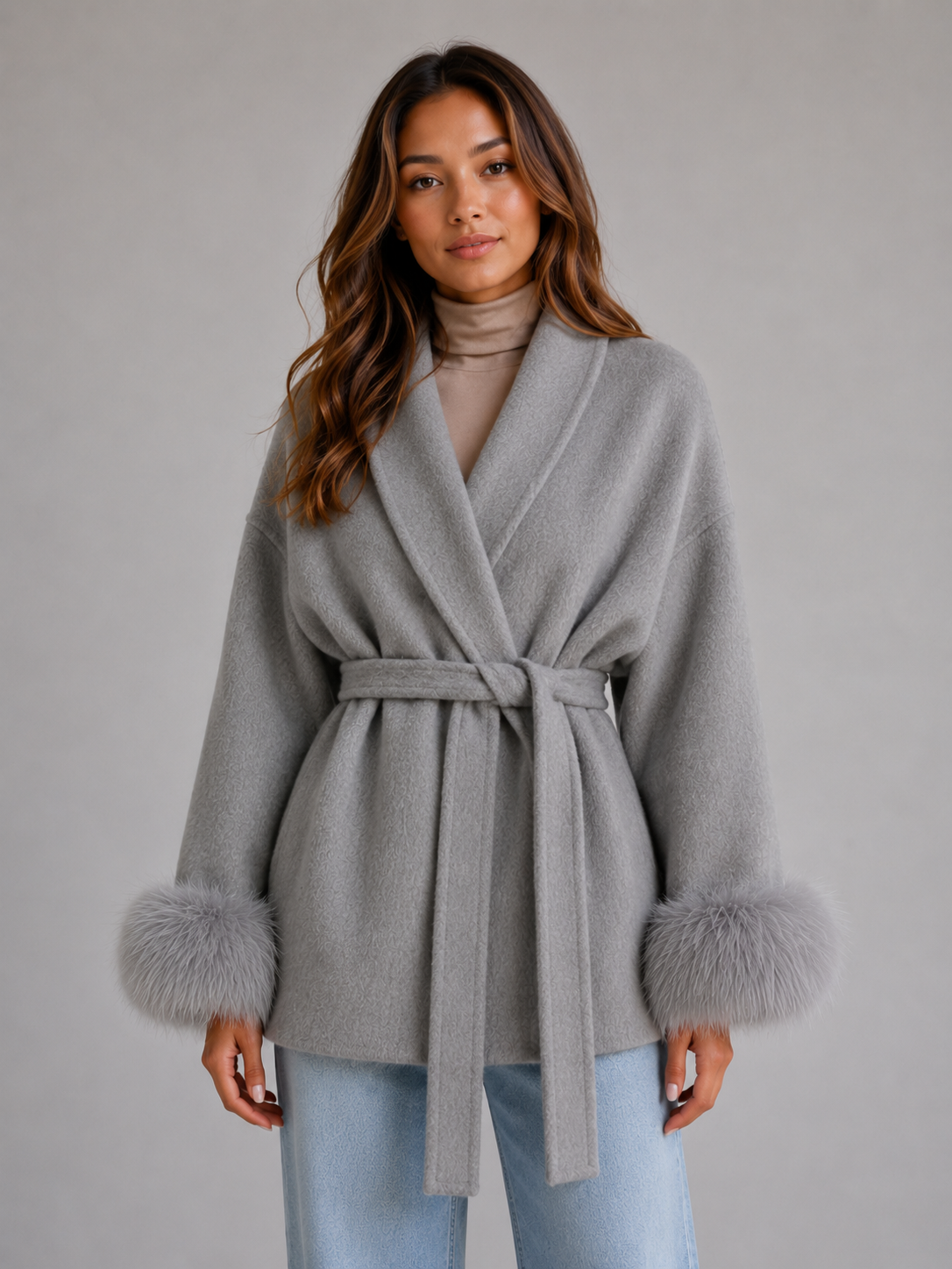 Women's Belted Wool Blend Wrap Coat