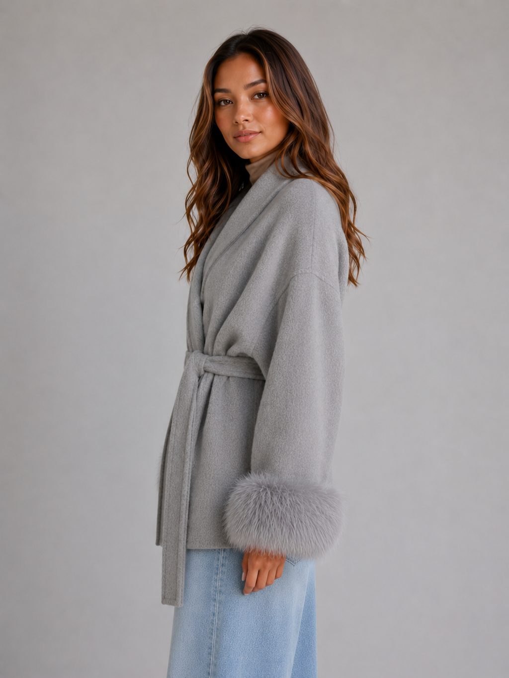 Women's Belted Wool Blend Wrap Coat
