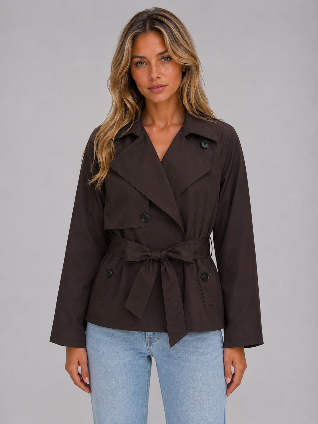 Women's Double-Breasted Cropped Trench Jacket