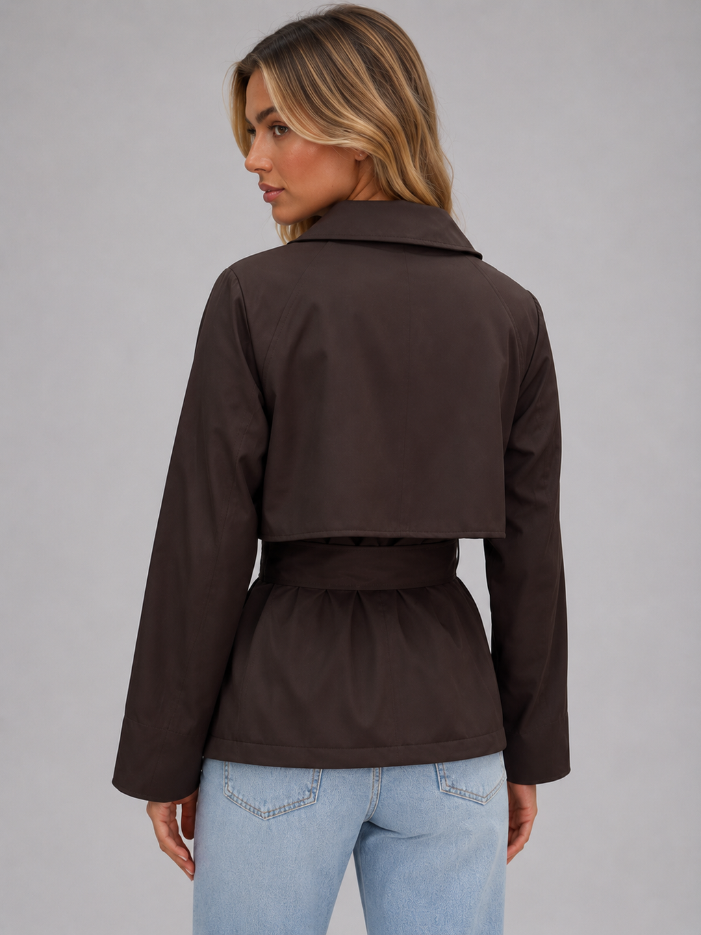 Women's Double-Breasted Cropped Trench Jacket