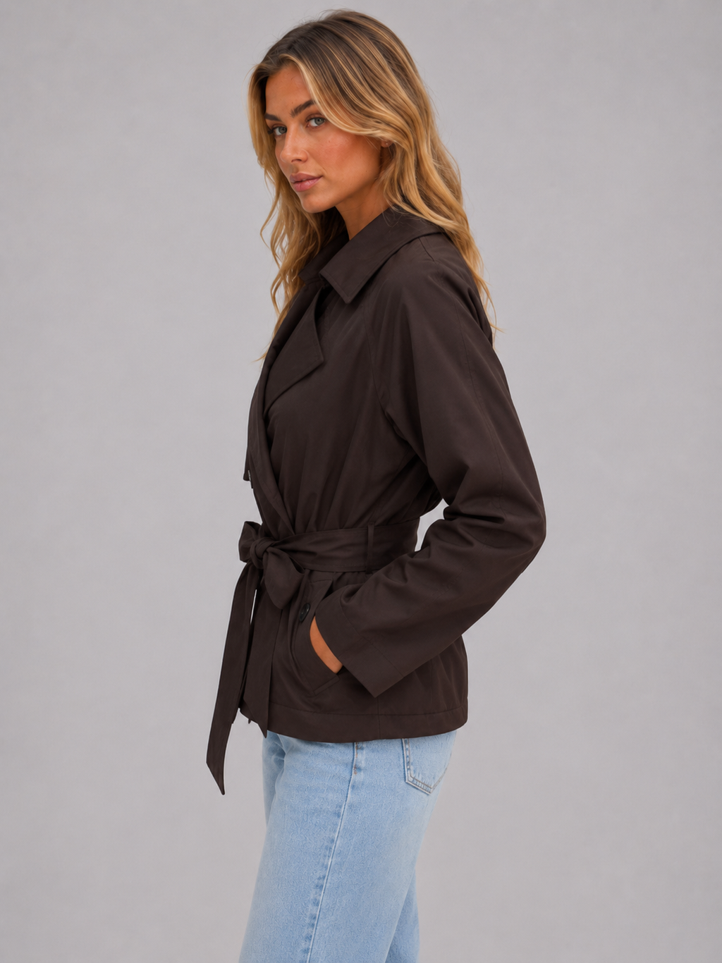 Women's Double-Breasted Cropped Trench Jacket