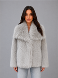 Women's Shawl Collar Faux Fur Jacket