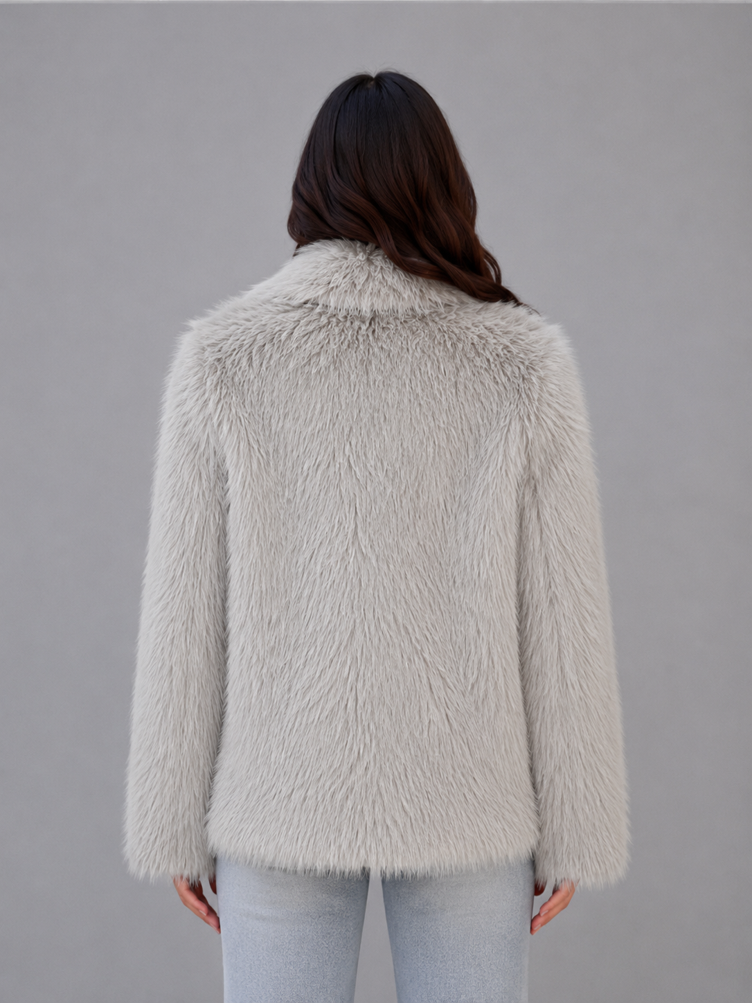 Women's Shawl Collar Faux Fur Jacket