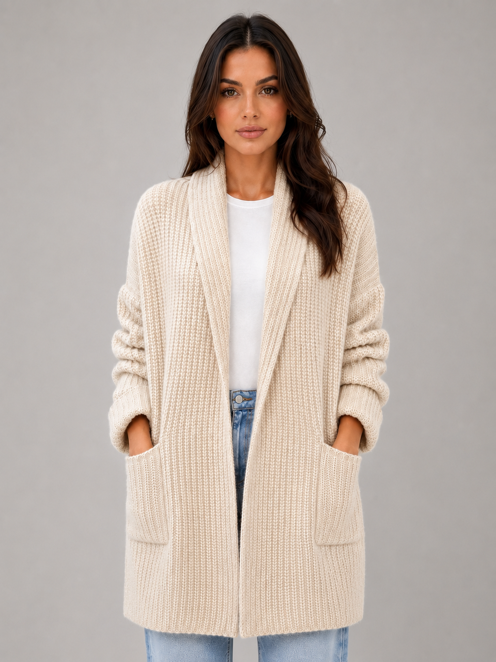 Women's Longline Open Front Cardigan