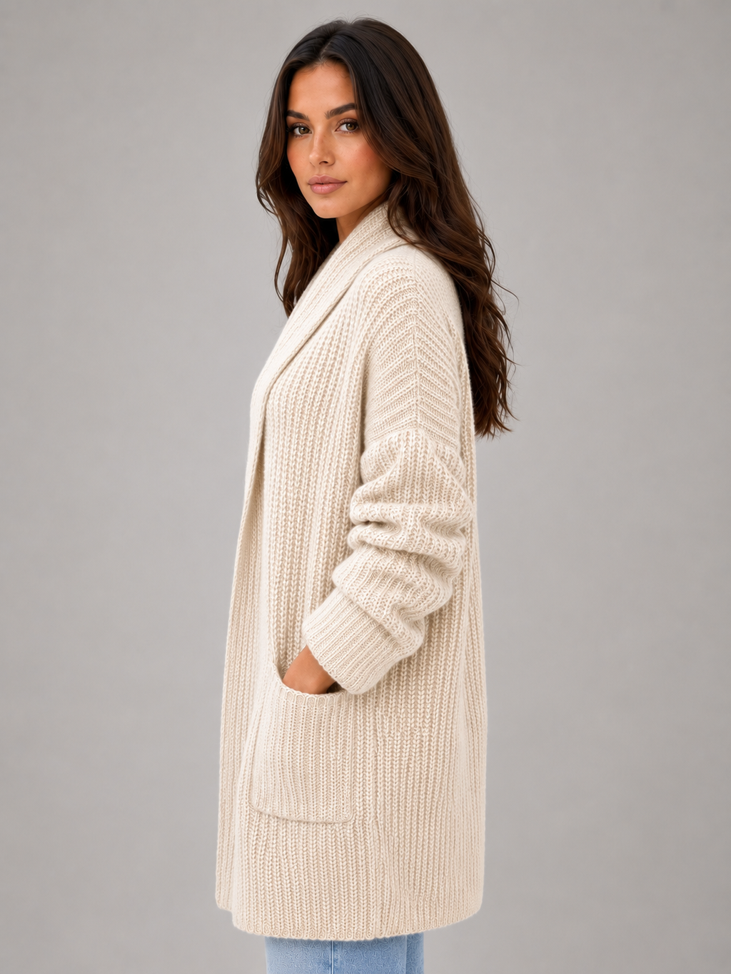 Women's Longline Open Front Cardigan