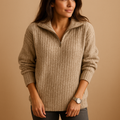 Women's Half Zip Funnel Neck Jumper